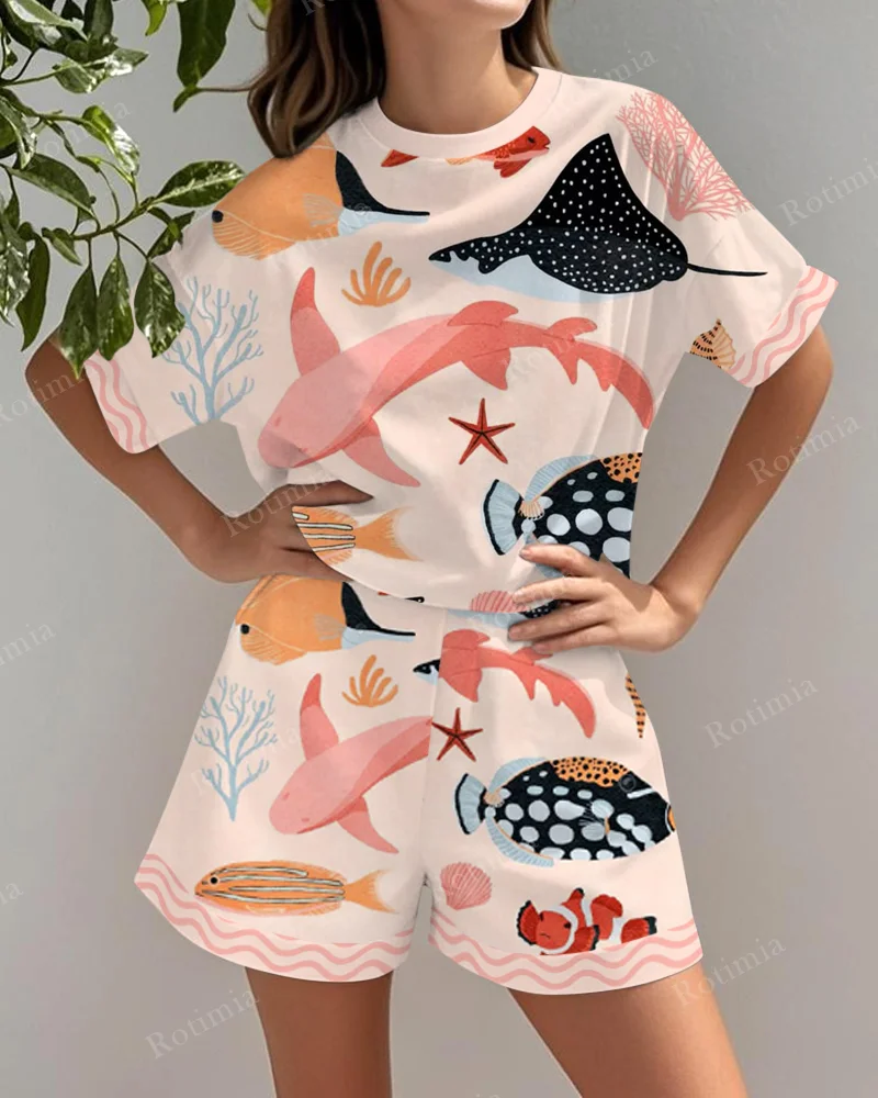 Conjunto de Lino Estampado Peces