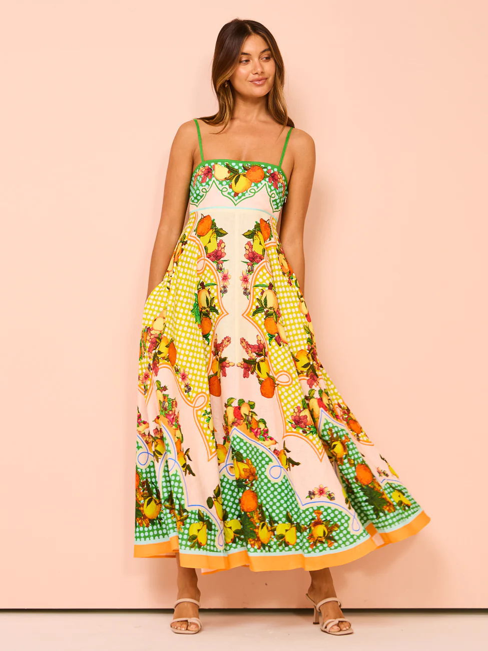 Vestido Tirantes estampado frutas