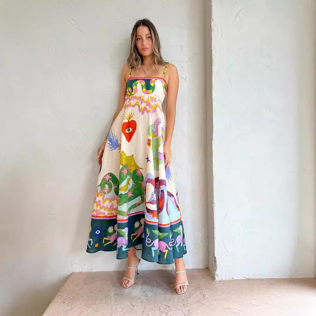 Vestido Tirantes estampado corazón