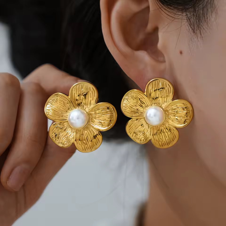 Pendientes Flor Perlada