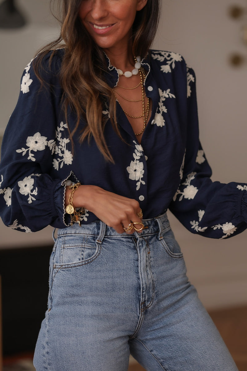 Elira - Blusa azul marino